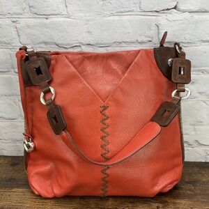 Brighton Orange and Brown Leather Shoulder Bag